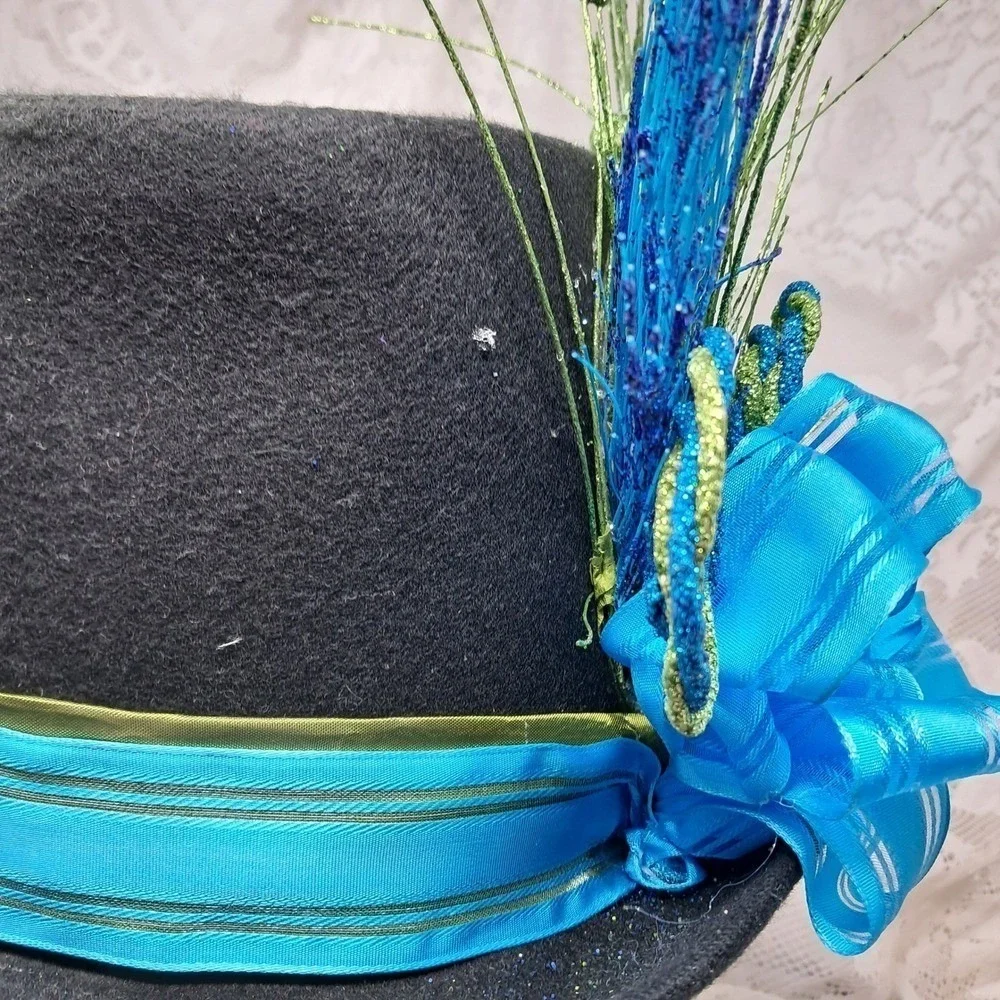 Whimsical Top Hat Blue Green Decorative Hat Party‎ Costume Unique